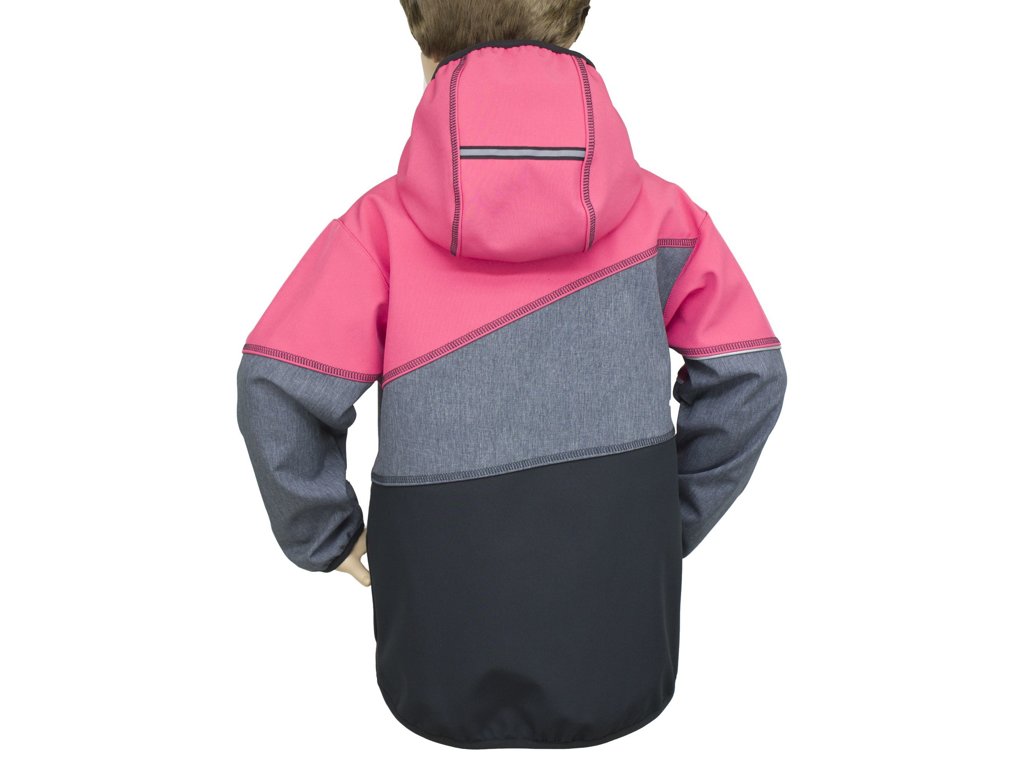 Dětská softshellová bunda Fantom ČERNO-MELÍR-KORÁLOVÁ