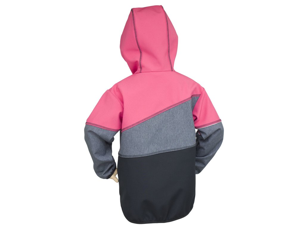 Dětská softshellová bunda Fantom ČERNO-MELÍR-KORÁLOVÁ