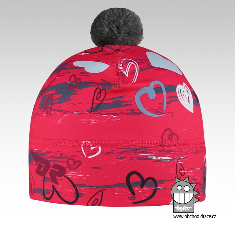 Flavio čepice pro zimní období vzor 62, růžová se srdíčky