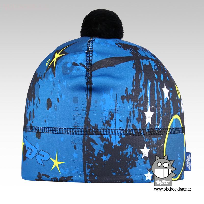 Flavio čepice pro zimní období vzor 95, modrá, hvězdy