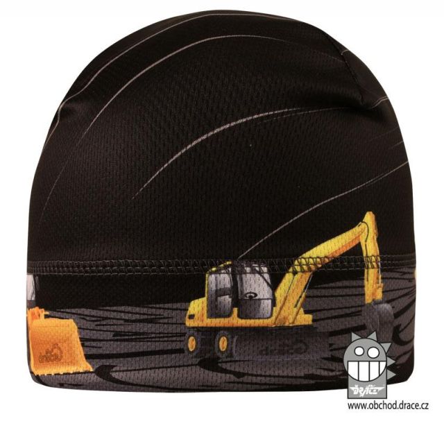 Dráče Čepice Bruno vzor 116 čepice pro období jaro podzim černá stavební stroje