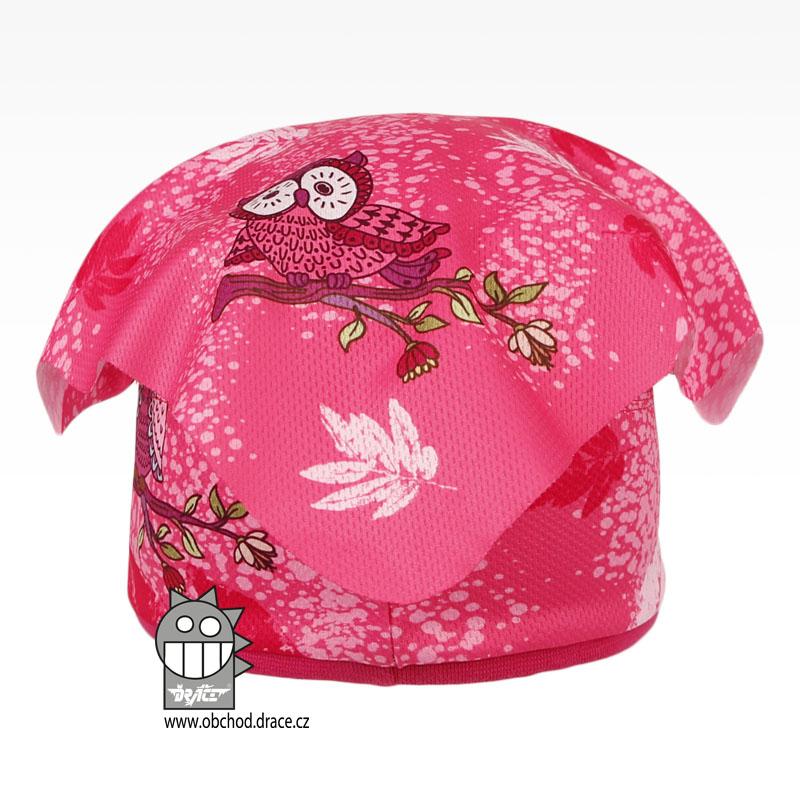 Funkční lehoučký šátek Emily na jaro a léto - vzor 05, růžová, sovičky