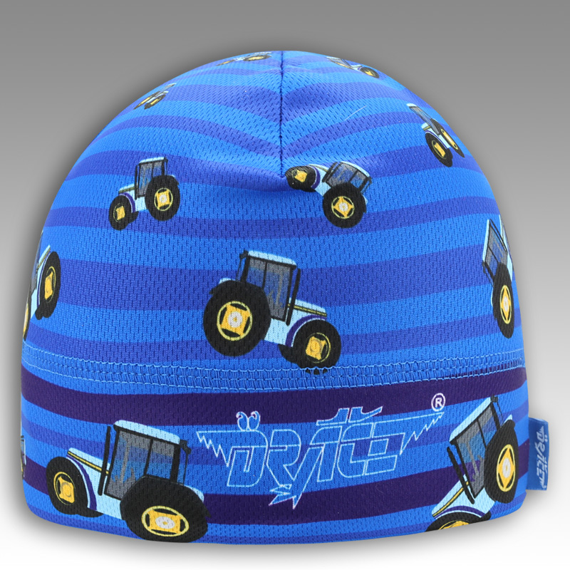 Čepice Bruno - vzor 45 - čepice pro období jaro, podzim (modrá, traktory)