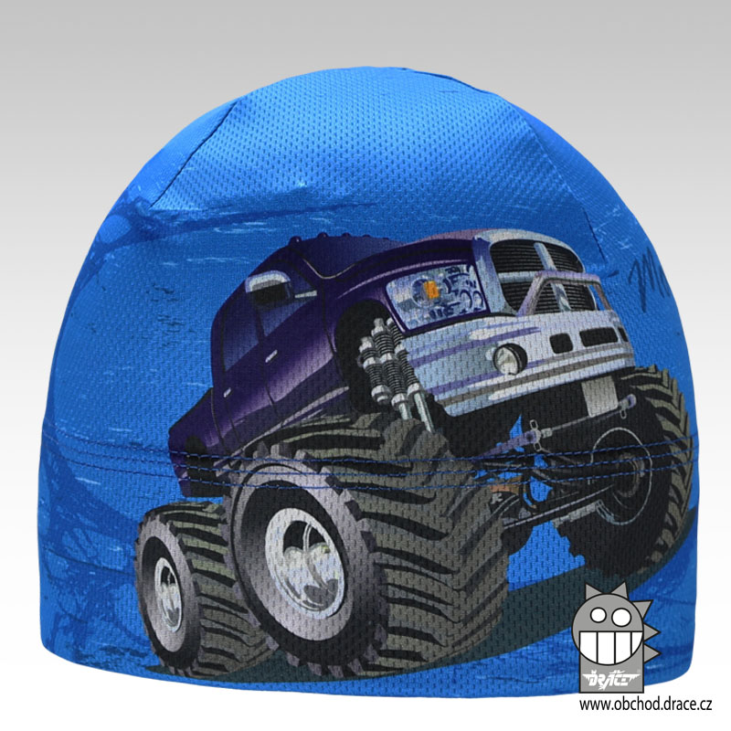 Čepice Bruno - vzor 89 - čepice pro období jaro, podzim (modrá, Monster Truck)