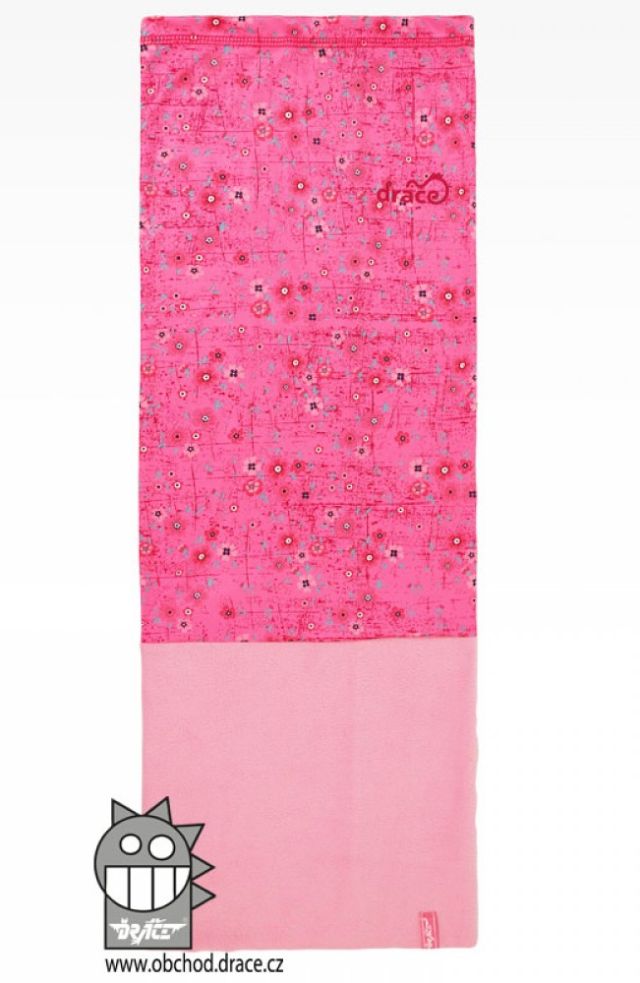 Dráče Šátek nákrčník multi fleece vzor 41 růžová, kvítky
