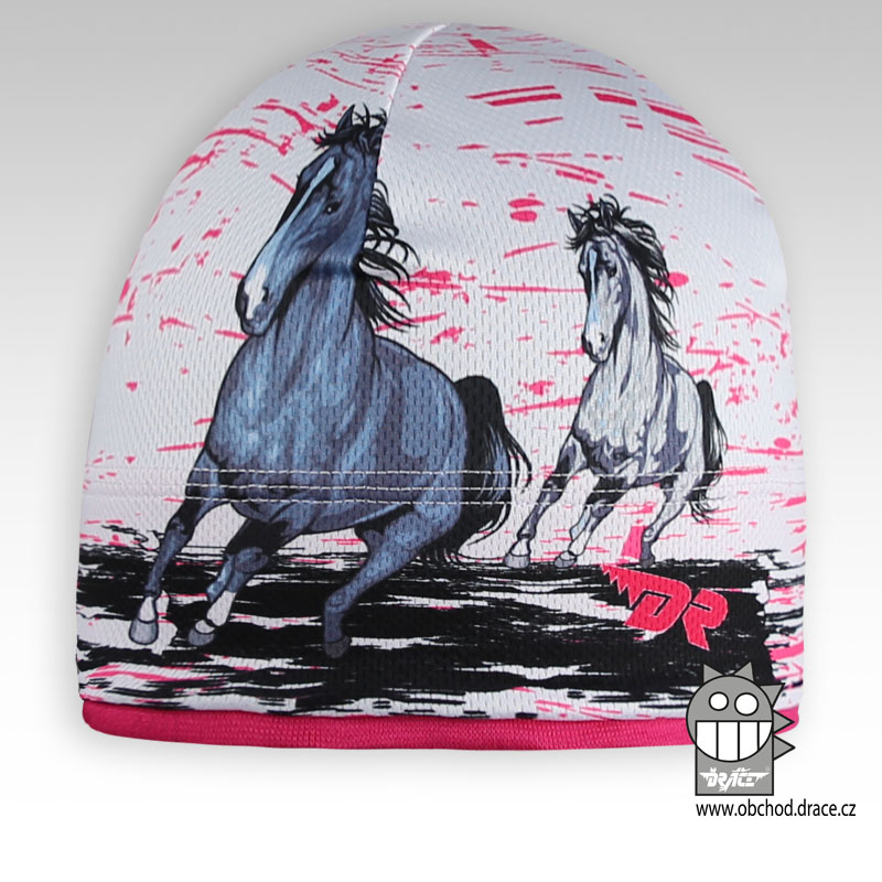 Čepice Cyril - vzor 22 - čepice pro období jaro, podzim (bílá, kůň)