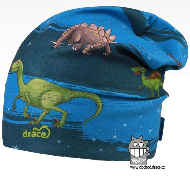 Dráče Hair čepice spadlého střihu - vzor 14, modrá, DINO