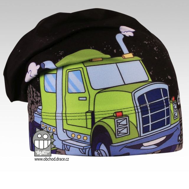 Dráče Hair čepice spadlého střihu - vzor 13, černá, Truck