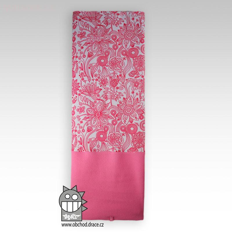 Šátek - nákrčník multi fleece vzor 01 (bílá, růžový potisk)