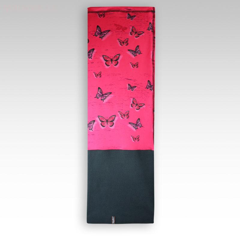 Šátek - nákrčník multi fleece vzor 12 (růžová, motýl)