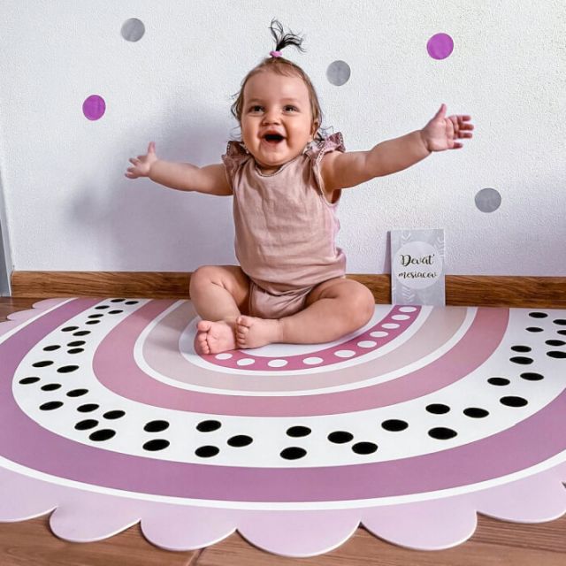 INSPIO Podložka na hraní pro děti do dětského pokoje - Duha v pastelových barvách N.1. - Růžová 