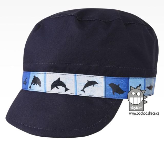 Dráče Letní kšiltovka Fidel vzor 43 - tmavě modrá delfínci