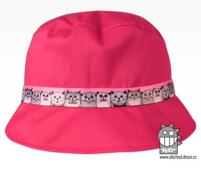 Dráče Letní klobouk Dráče Palermo rostoucí vzor 07 fuchsiová kočičky