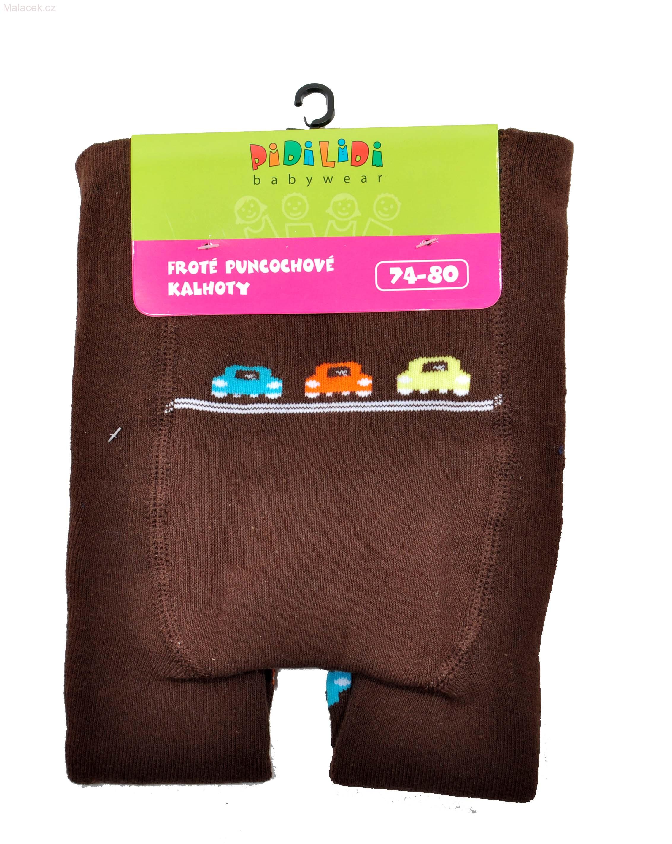 Dětské froté punčocháče PIDILIDI, hnědá, autíčka