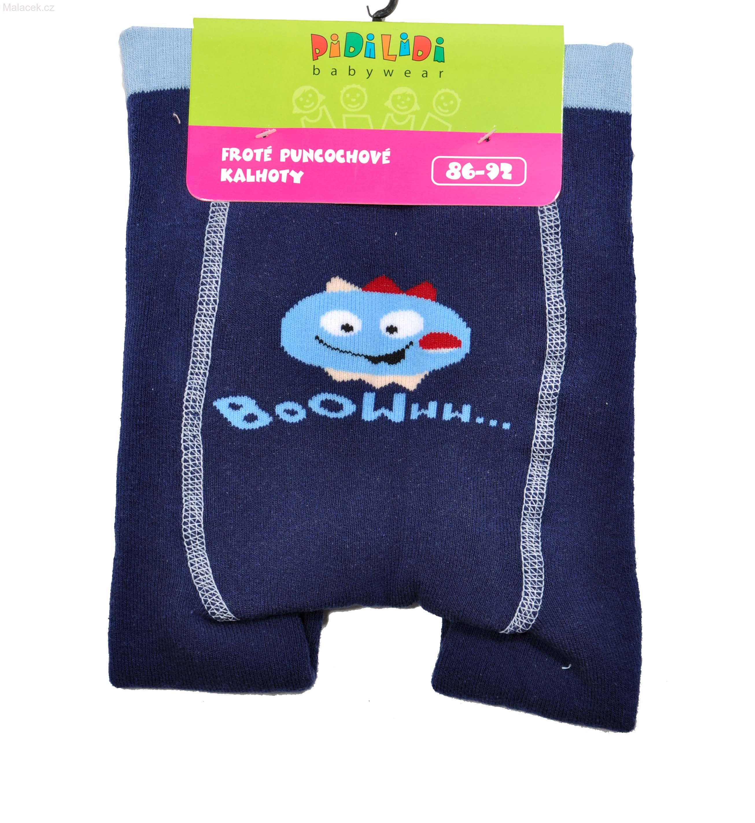 Dětské froté punčocháče PIDILIDI, tmavě modré smajlík