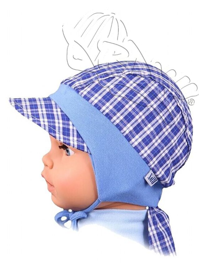 Kšiltovka s plachtičkou, bílo-hnědé káro