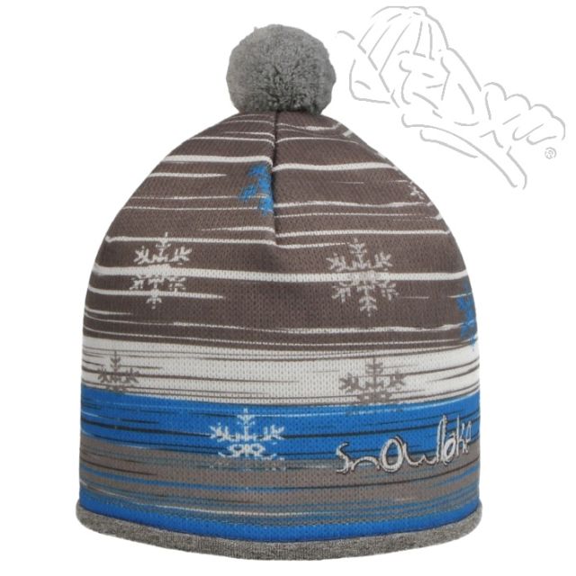 Zimní pletená čepice RDX, bambusová podšívka, sněhové vločky, modrá