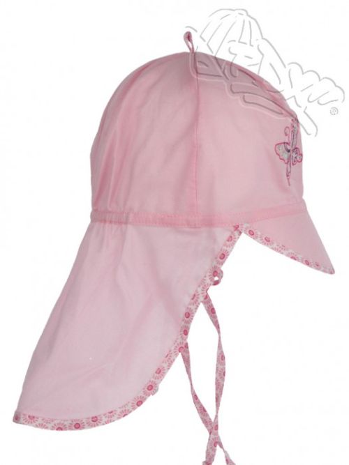 Dívčí kšiltovka s plachtičkou, motýlci, růžová