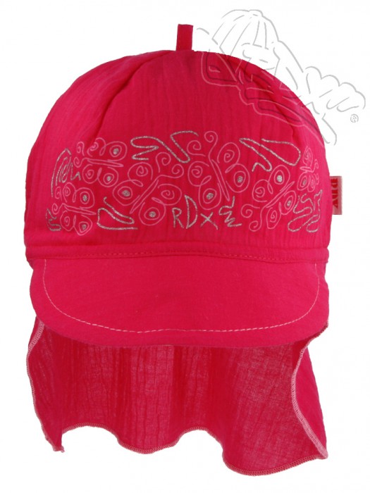 Dívčí kšiltovka s plachtičkou, fuchsia, motýlci