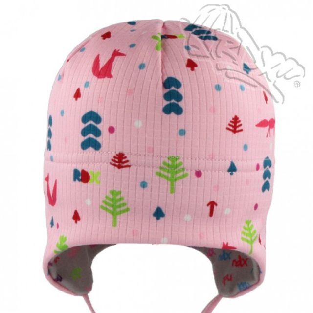 Funkční čepice RDX zavazovací počesaná - LIŠKY, růžová