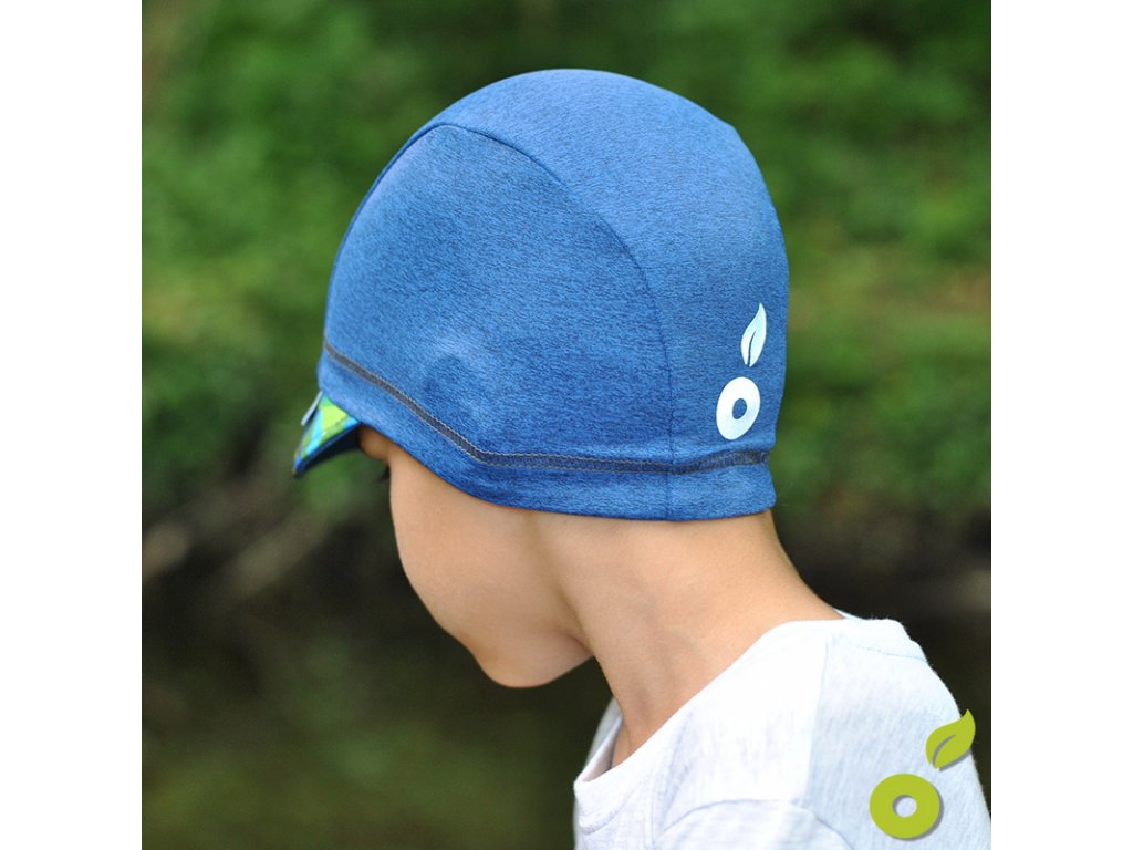 Unuo funkční čepice s kšiltem UV 50+ Velryby dívčí, žíhaná holubičí šedá VEL. XS