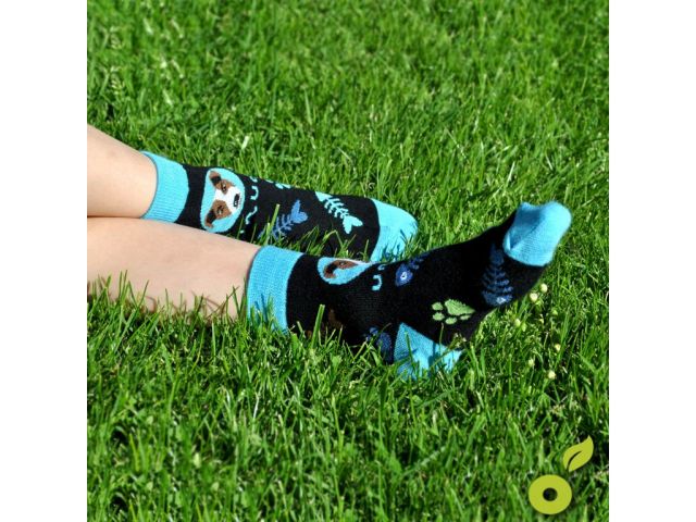 Bambusové ponožky Kočka - růžové, klasická výška