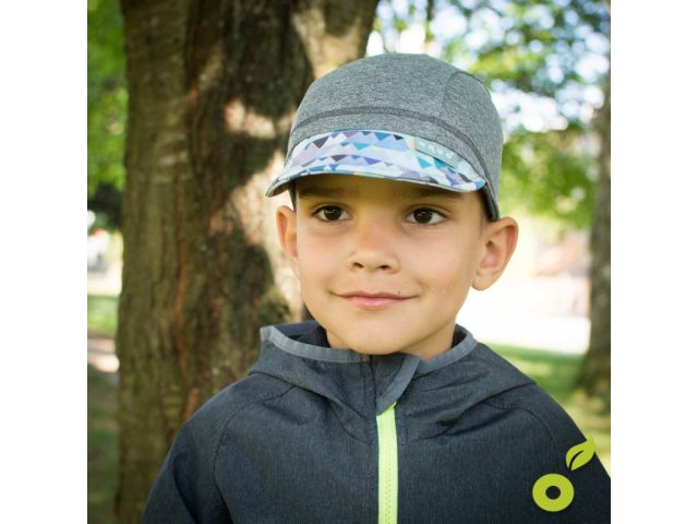 Unuo funkční čepice s kšiltem UV 50+ Velryby dívčí, žíhaná holubičí šedá VEL. XS