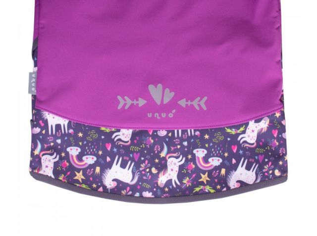 Unuo softshellová bunda s fleecem Jednorožci, ostružinová VEL. 98-104