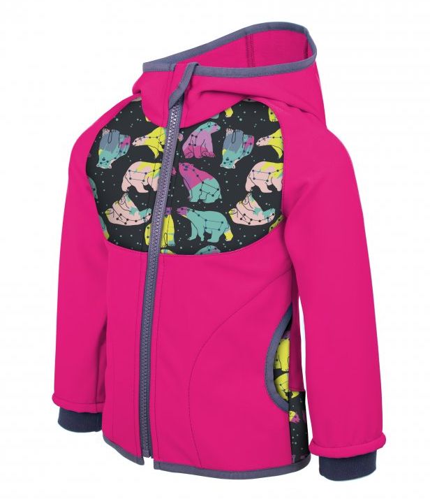 Unuo dětské softshellové kalhoty Souhvězdí medvěda, fuchsiové VEL. 116-122, 128-134