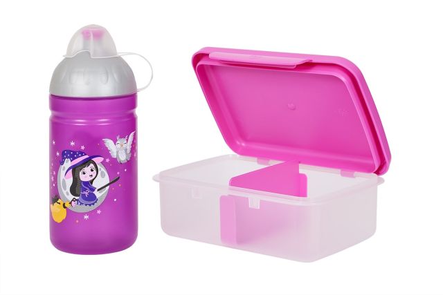 Zdravá lahev - SET Čarodějka - lahev 0,5 l + transp box - VÝPRODEJ