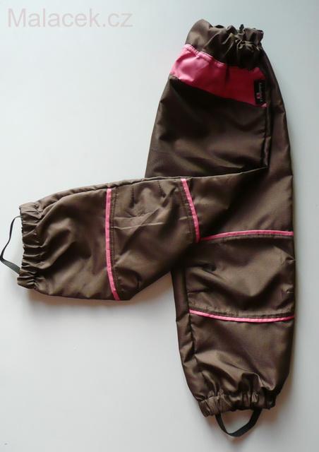 Kukadloo Dětské šusťákové kalhoty – hnědo-malinová VEL. 110, 116