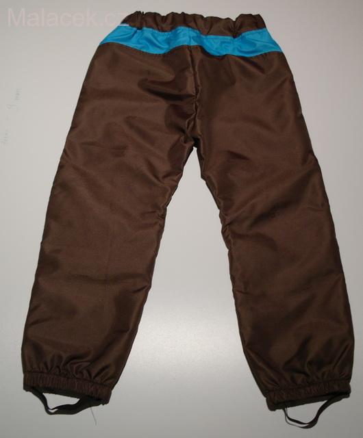 Kukadloo Dětské šusťákové kalhoty – hnědo-tyrkysové VEL. 110