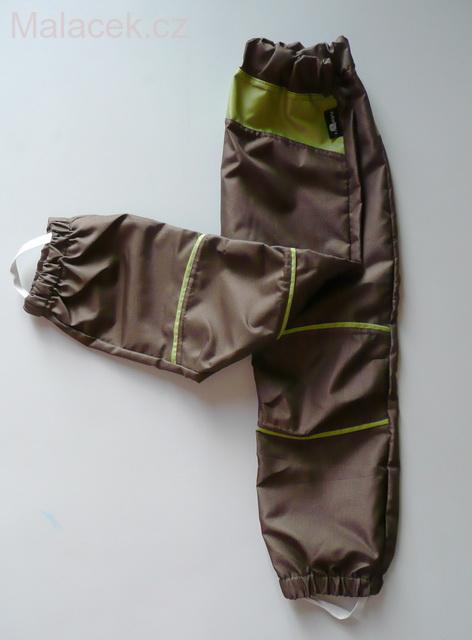 Kukadloo Dětské šusťákové kalhoty – hnědo-zelené VEL. 110, 116