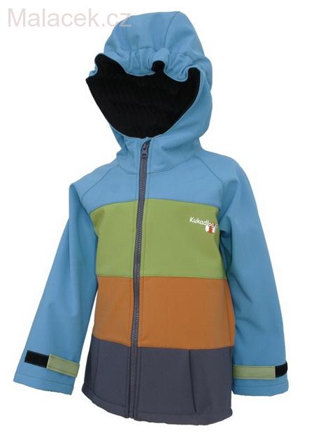 Kukadloo Dětské Softshellové kalhoty tm. šedo - tyrkysové VEL. 104