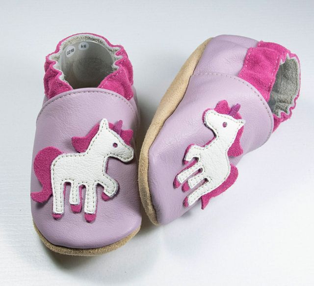 baBice Kožené capáčky Jednorožec, lila