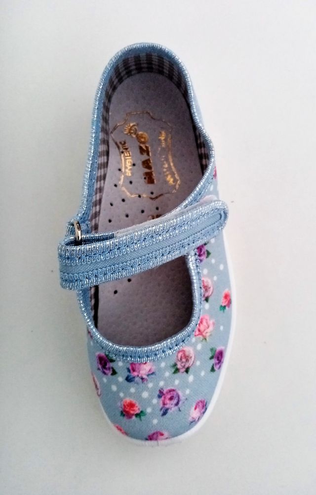 Nazo Dětské bačkůrky NA/001SB světle modrá kytičky VEL. 25, 26, 27, 36