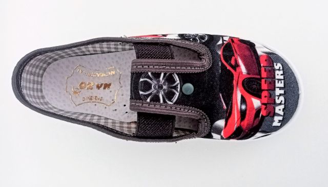 Nazo Dětské bačkůrky NA/017SA šedá červená auta VEL. 25