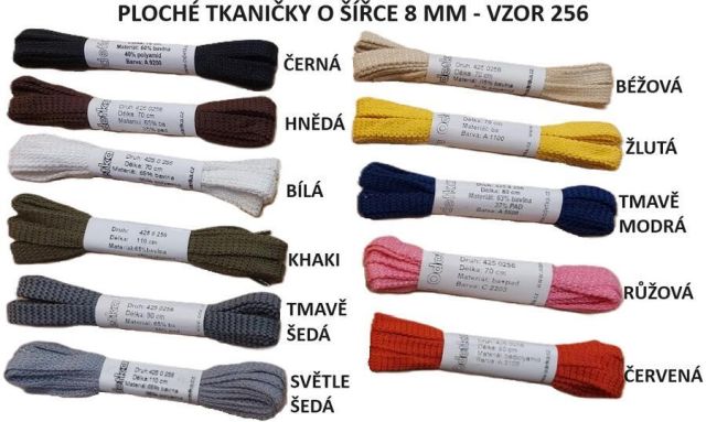 Odetka Ploché bavlněné tkaničky, šířka 8 mm, délka 90 cm, červené