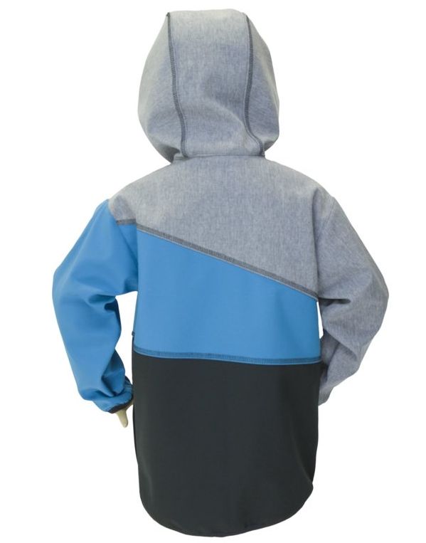 Fantom Dětská softshellová bunda trojbarevná šedý melír-tyrkysová-černá