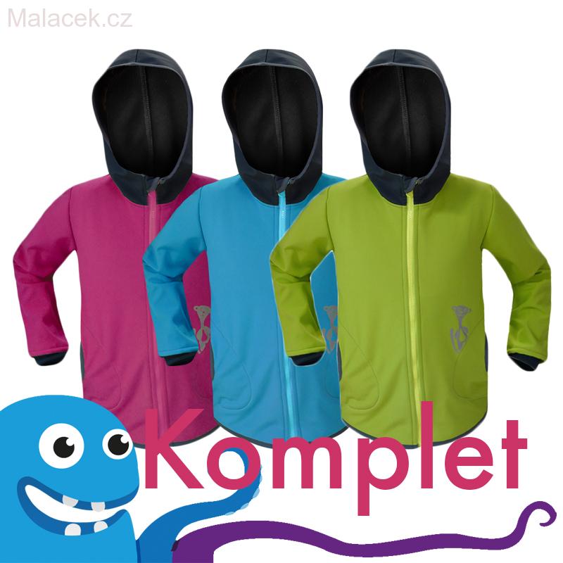 Unuo dětské softshellové kalhoty DUO antracit - tyrkys VEL. 98-104