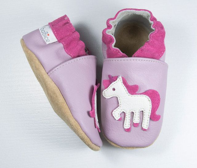 baBice Kožené capáčky Jednorožec, lila