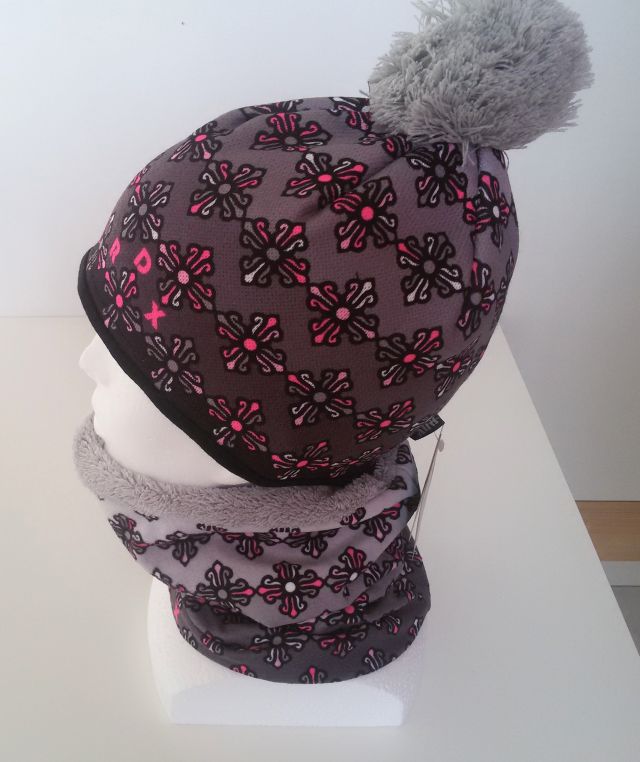 Zimní čepice RDX VLOČKY - KVĚTY, podšívka MERINO