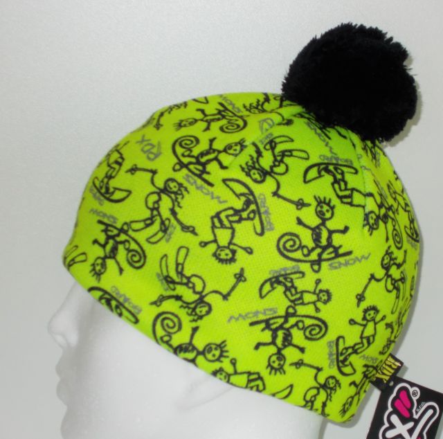 Zimní pletená čepice RDX s fleecovou podšívkou, Lyžaři, neon zelená