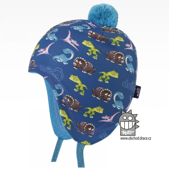 Dráče čepice Laponka Polárka - vzor 25, modrá DINO