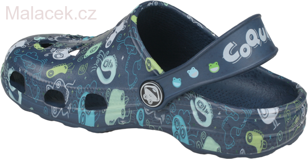 Plážovky, nazouváky, SANDÁLY COQUI LITTLE FROG Navy s potiskem