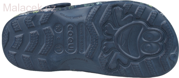 Plážovky, nazouváky, SANDÁLY COQUI LITTLE FROG Navy s potiskem