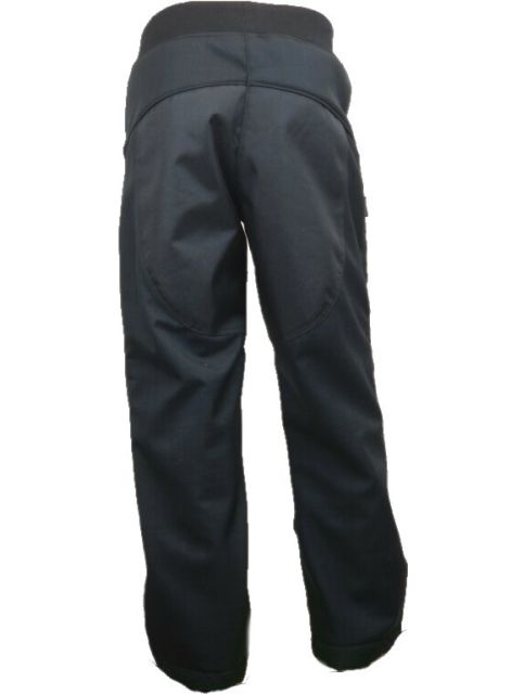 Fantom ZIMNÍ dětské kalhoty softshell s beránkem a cordurou na kolenou a zadní části černé