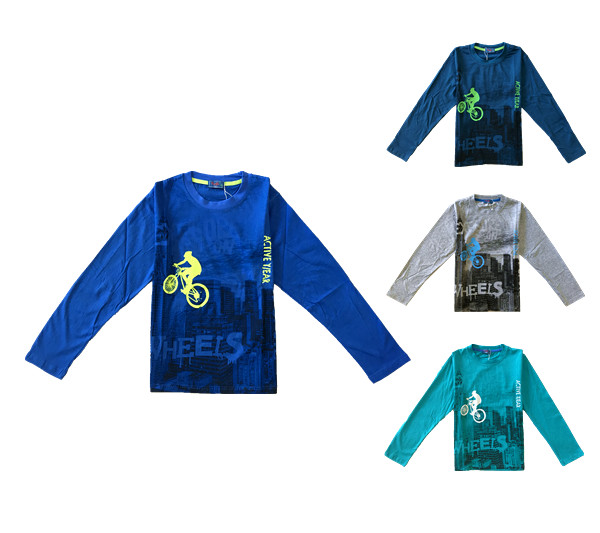 Kugo bavlněné tričko s dlouhým rukávem Kolo šedá