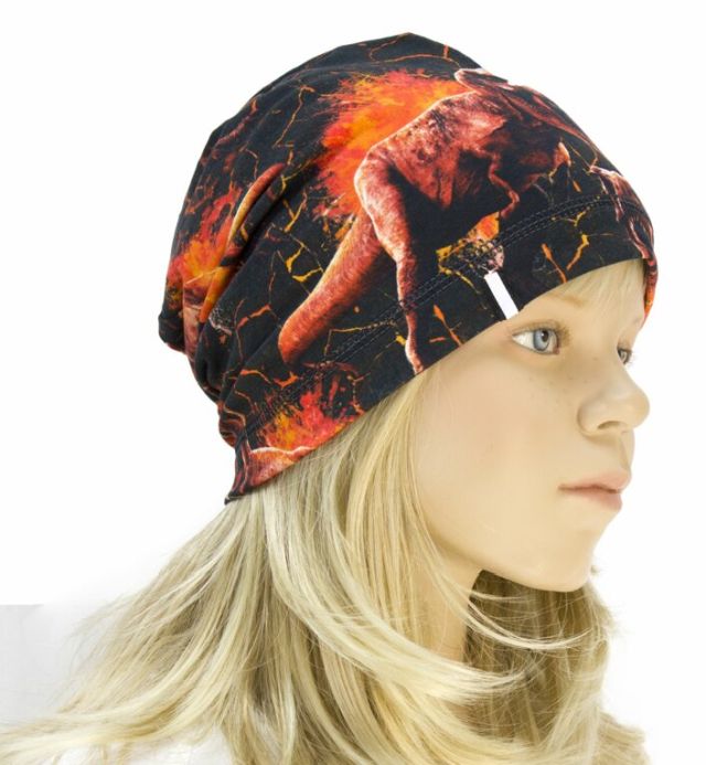 Fantom Delší úpletová čepice ohnivý DINO