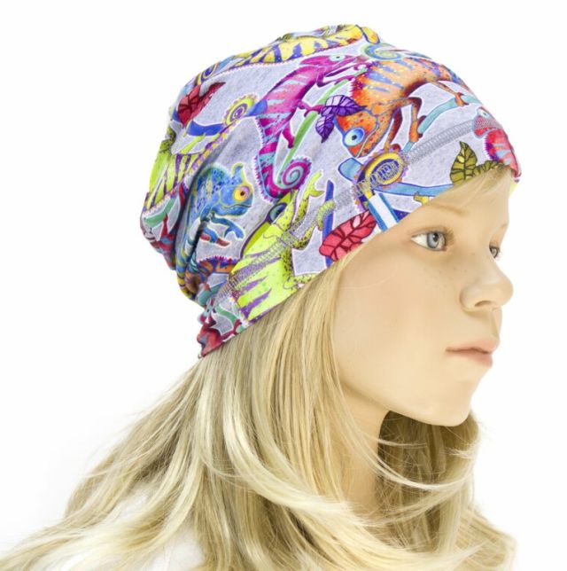 Fantom Delší úpletová čepice chameleoni